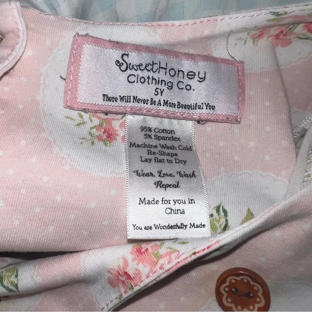 Sweethoney Play Condition Pink Floral & Blue Gingham Long-Sleeve Girls Dress